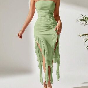 Elegant Green Strapless Dress